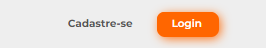 A imagem mostra dois botões de interface do usuário em um fundo claro. O primeiro botão, à esquerda, é branco com texto preto que diz “Cadastre-se”. O segundo botão, à direita, é laranja com texto branco que diz “Login”. Os botões são parte de uma interface de site ou aplicativo para registro ou entrada de usuários. 